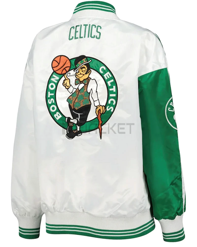 Colorblock Boston Celtics Split Kelly Green/White Satin Jacket - image 2