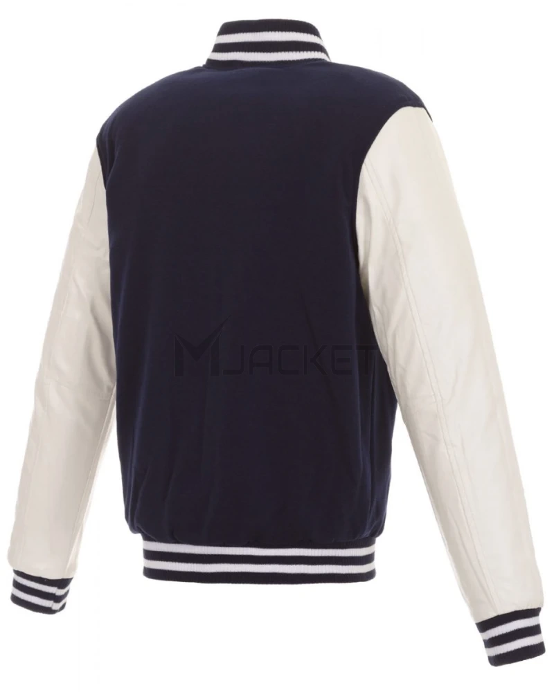 Columbus Blue Jackets Bomber Varsity Blue and White Jacket - image 2