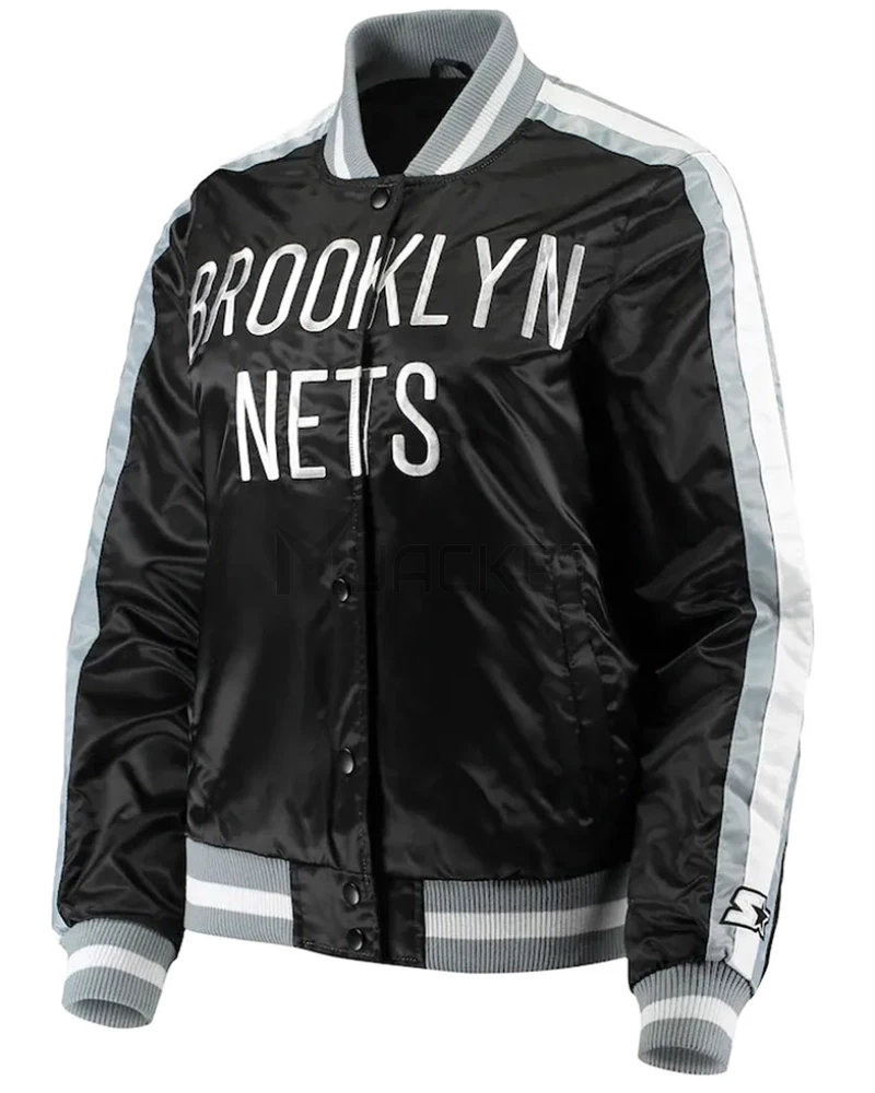 Competition Brooklyn Nets Black Satin Jacket - image 1