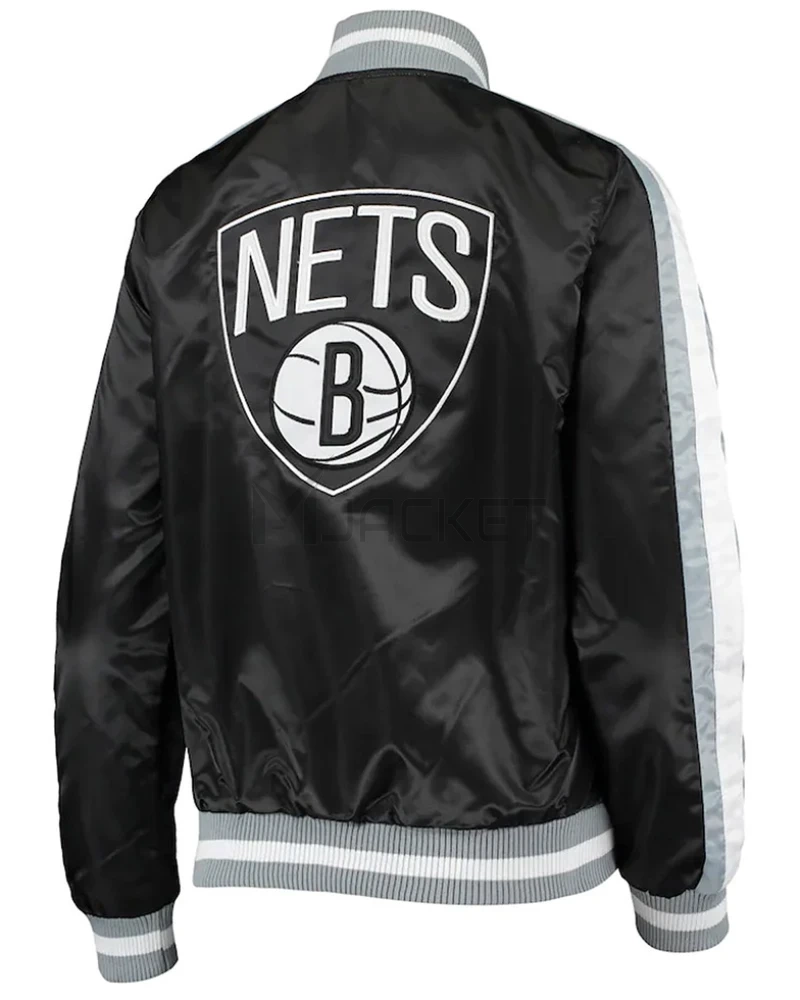 Competition Brooklyn Nets Black Satin Jacket - image 2