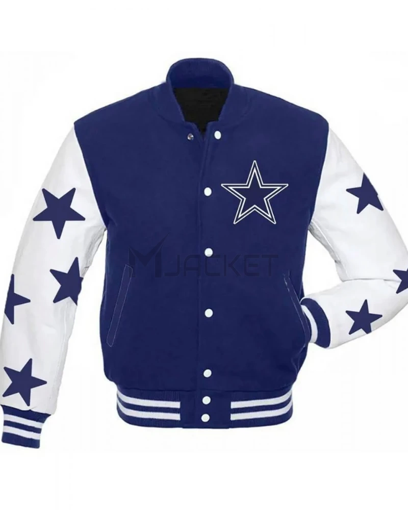 Dallas Cowboys Stars Varsity Royal Blue and White Jacket - image 1