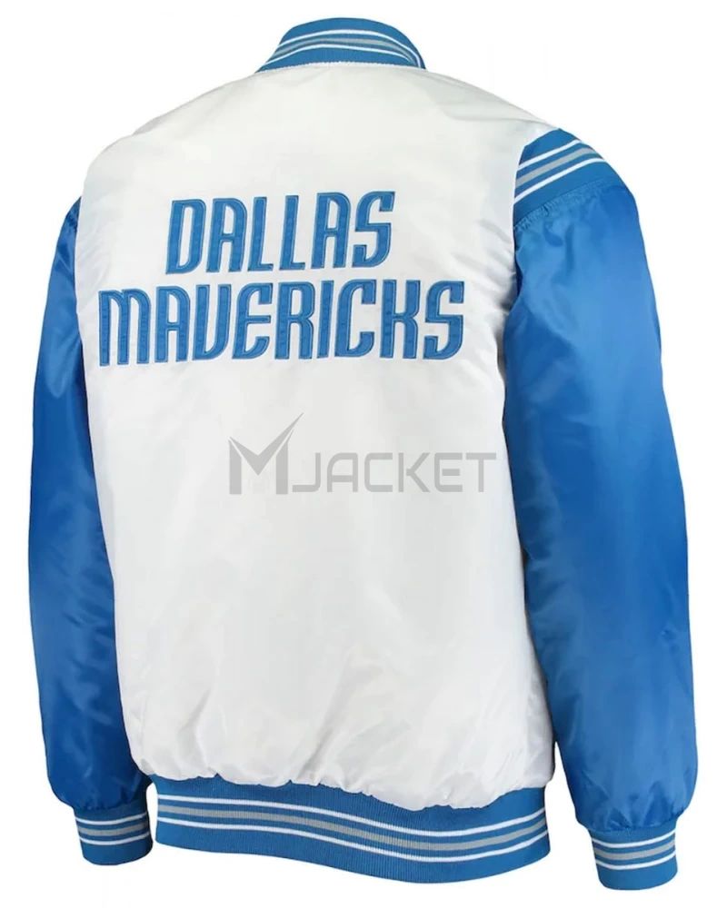 Dallas Mavericks Renegade Full-Snap White and Blue Satin Jacket - image 2