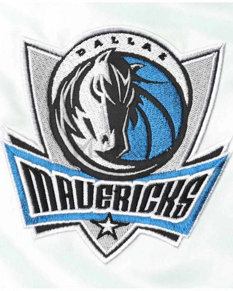 Dallas Mavericks Renegade Full-Snap White and Blue Satin Jacket - image 5