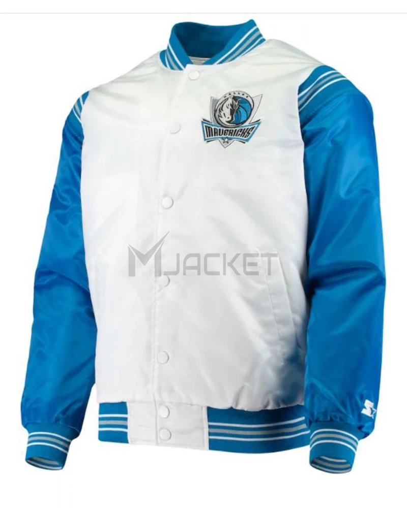 Dallas Mavericks Starter Blue and White Satin Jacket - image 1