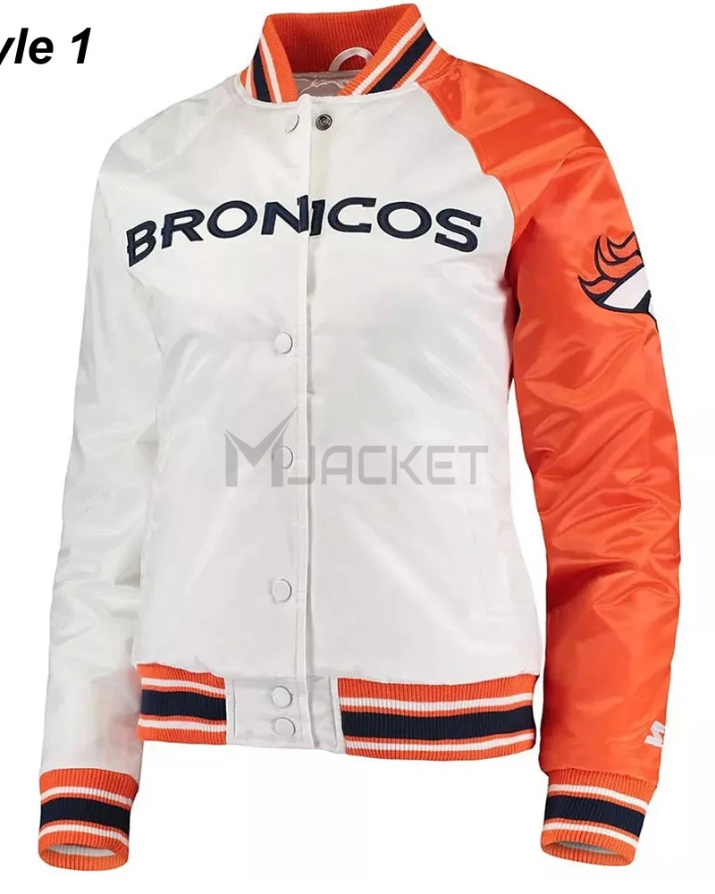 Denver Broncos Hometown White and Orange Satin Jacket - image 1