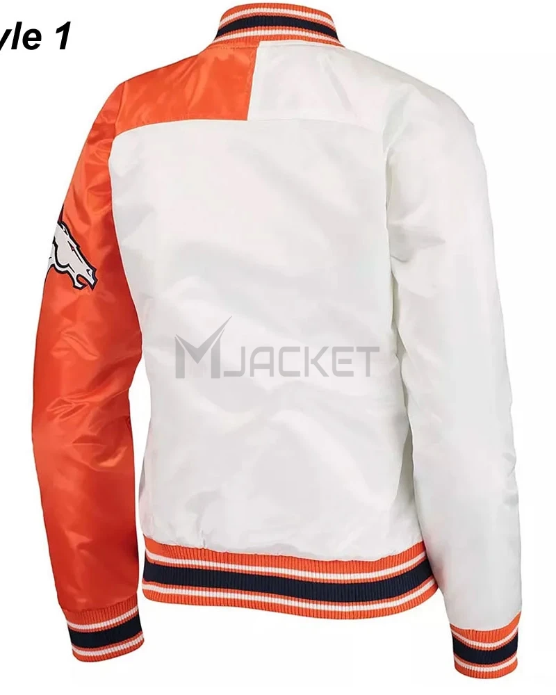 Denver Broncos Hometown White and Orange Satin Jacket - image 2