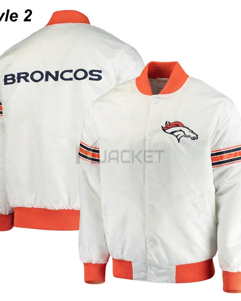 Denver Broncos Hometown White and Orange Satin Jacket - image 3