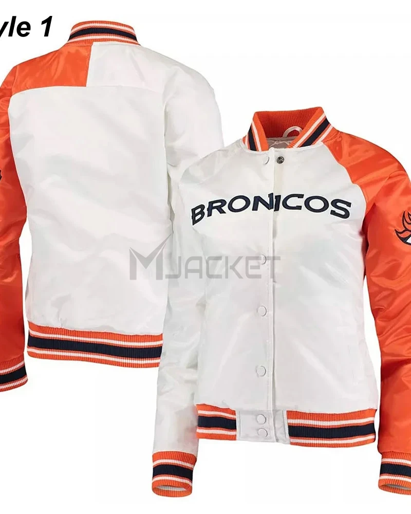 Denver Broncos Hometown White and Orange Satin Jacket - image 4