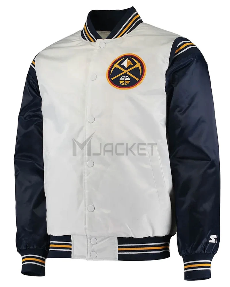 Denver Broncos Renegade White/Navy Varsity Satin Jacket - image 1