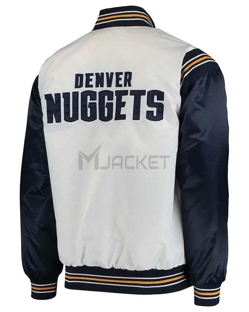 Denver Broncos Renegade White/Navy Varsity Satin Jacket - image 2
