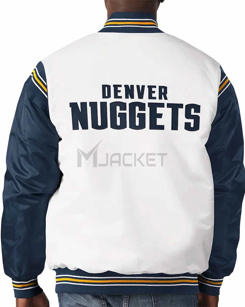 Denver Broncos Renegade White/Navy Varsity Satin Jacket - image 4