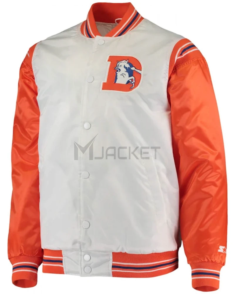 Denver Broncos Starter White and Orange Satin Jacket - image 1