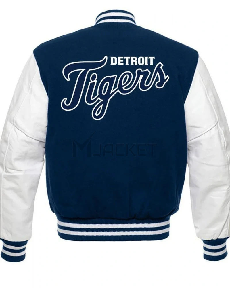 Detroit Tigers MLB Blue and White Letterman Jacket - image 2