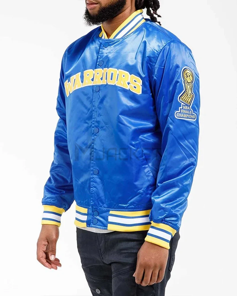 G-III Golden State Warriors Reversible Satin Jacket – Blue & Silver / Blue & Yellow, S–2XL