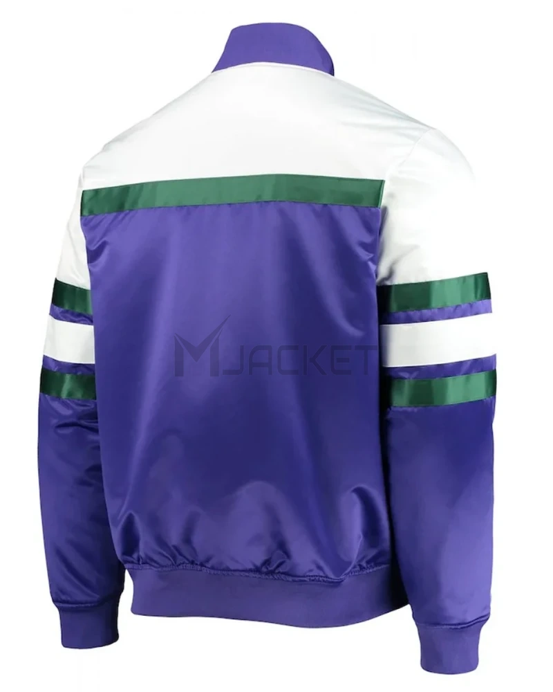 Hardwood Classics Script Milwaukee Bucks Purple Satin Jacket - image 2
