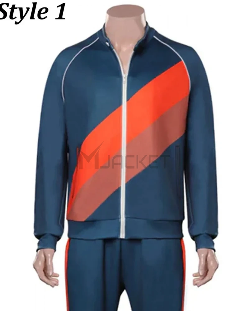Kevin Hart / Mark Wahlberg Me Time Fleece Blue/ White Track Jacket - image 1