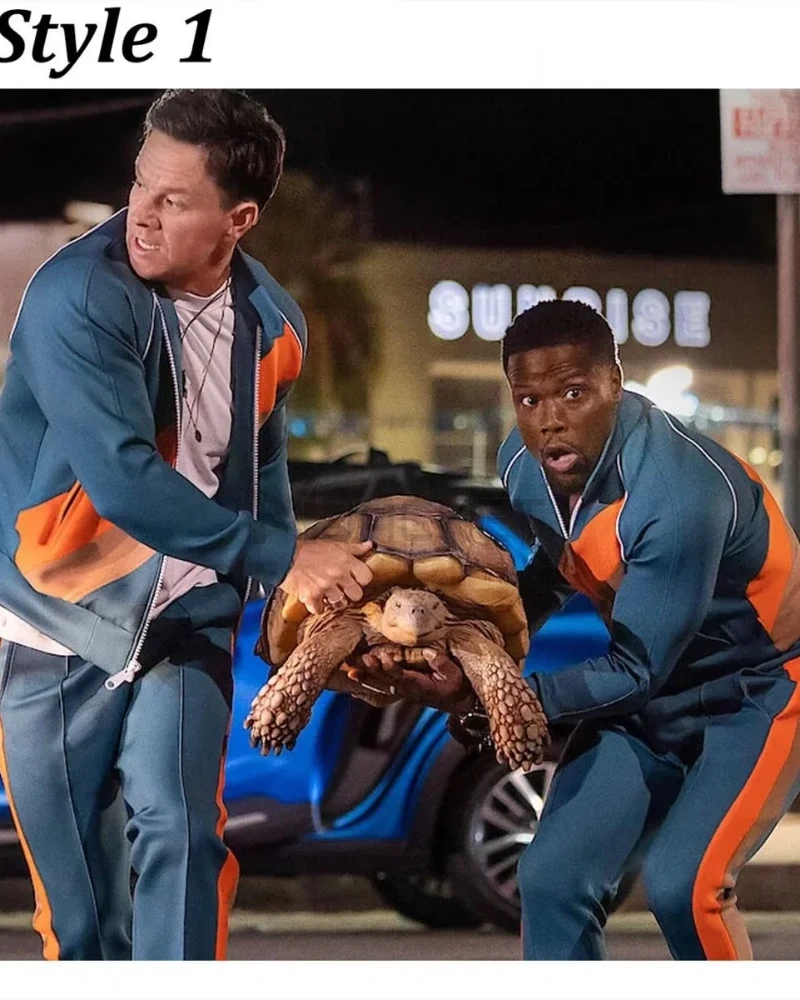Kevin Hart / Mark Wahlberg Me Time Fleece Blue/ White Track Jacket - image 11