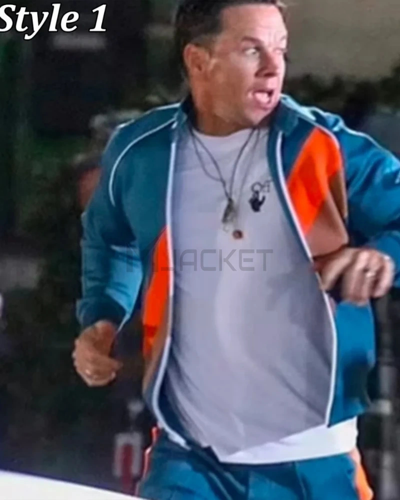 Kevin Hart / Mark Wahlberg Me Time Fleece Blue/ White Track Jacket - image 3
