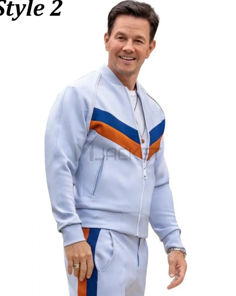 Kevin Hart / Mark Wahlberg Me Time Fleece Blue/ White Track Jacket - image 4