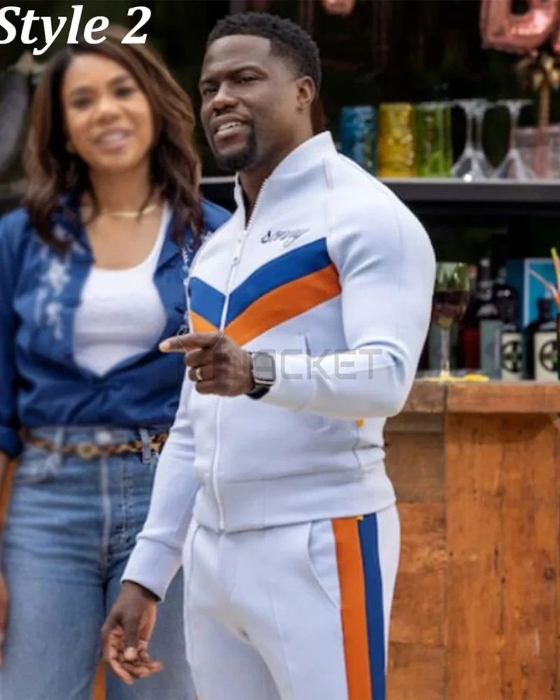 Kevin Hart / Mark Wahlberg Me Time Fleece Blue/ White Track Jacket - image 6