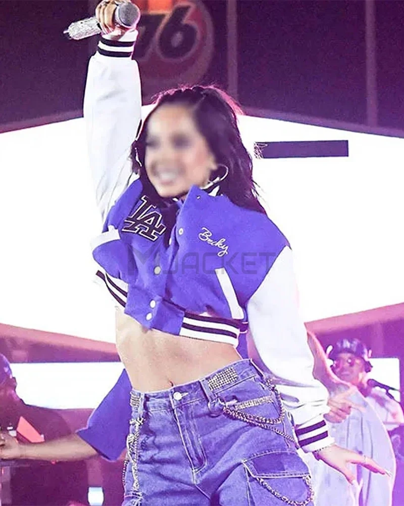 LA Cropped Becky G Letterman Jacket - image 11