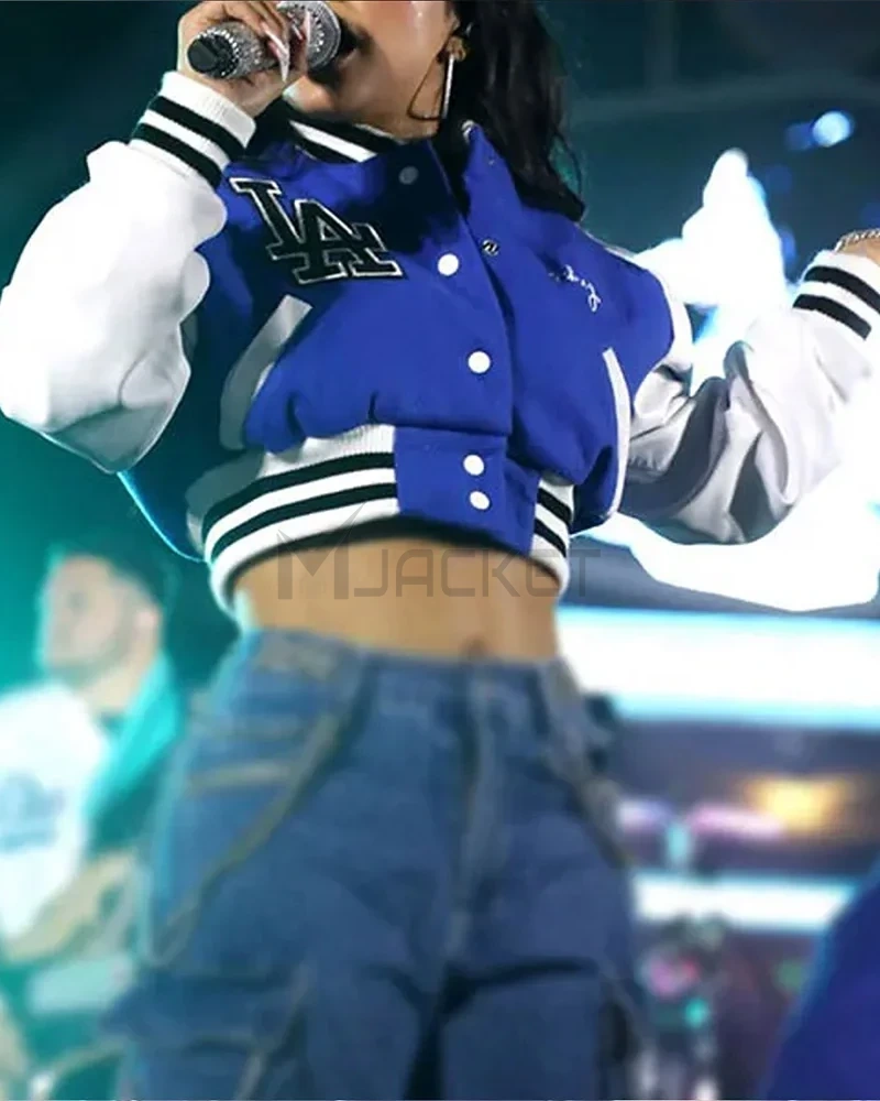 LA Cropped Becky G Letterman Jacket - image 9