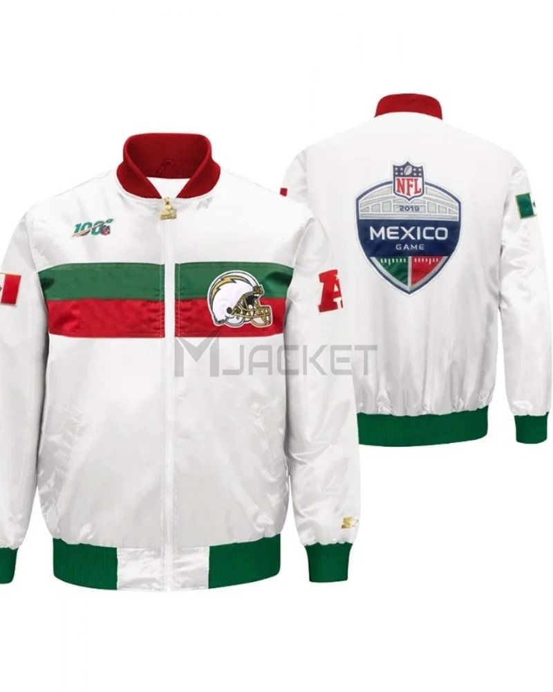 Los Angeles Chargers Mexico 2019 White Satin Jacket - image 1