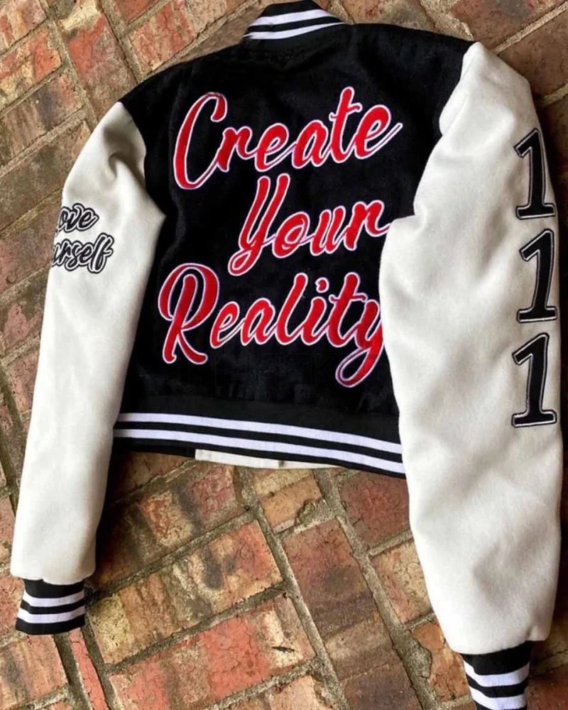 Love Yourself Black and White Cropped Jacket - image 2