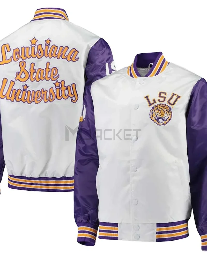 LSU Tigers The Legend White/Purple Satin Jacket - image 3