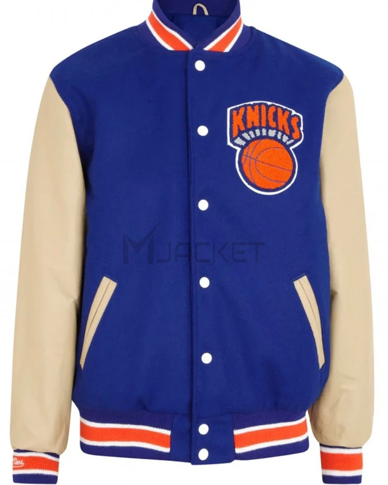 Men's New York Knicks Blue Letterman Jacket - image 3