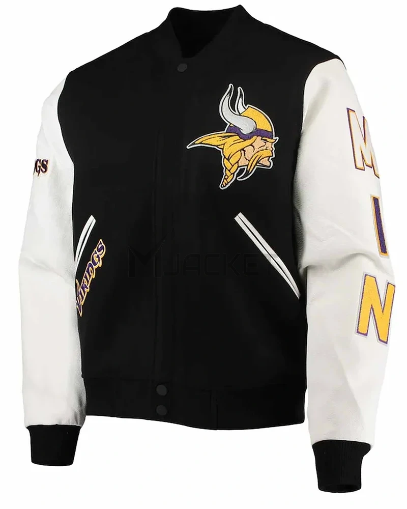 Minnesota Vikings Varsity Black and White Jacket - image 1