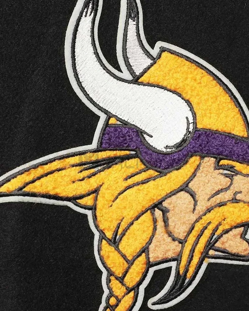 Minnesota Vikings Varsity Black and White Jacket - image 4
