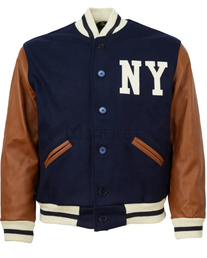NY Yankees 1940 Varsity Blue and Brown Jacket - image 1
