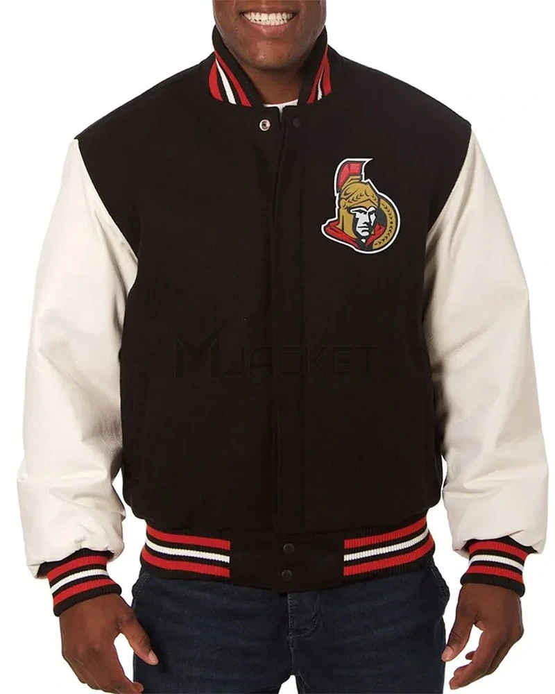 Ottawa Senators Black and White Varsity Full-Snap Jacket - image 1