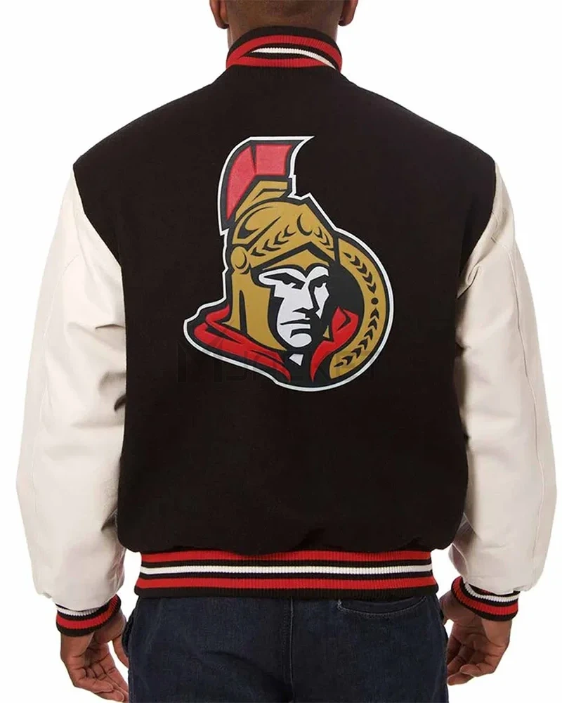 Ottawa Senators Black and White Varsity Full-Snap Jacket - image 2
