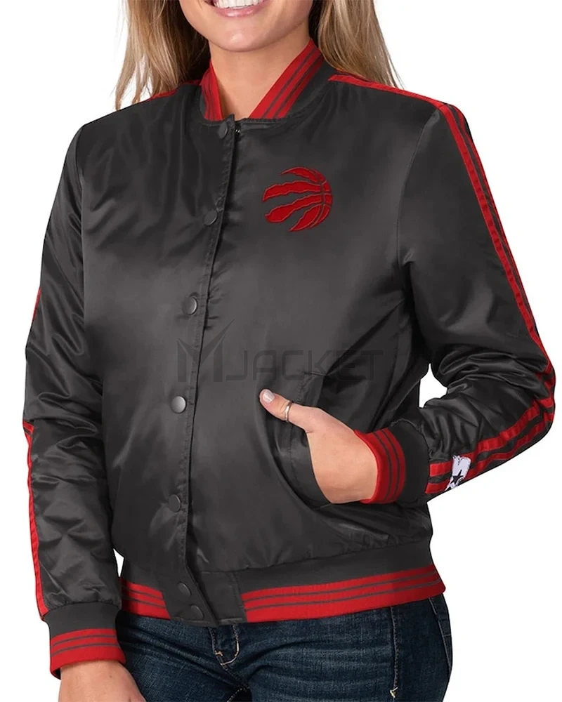 Overtime Toronto Raptors Black Satin Jacket - image 1