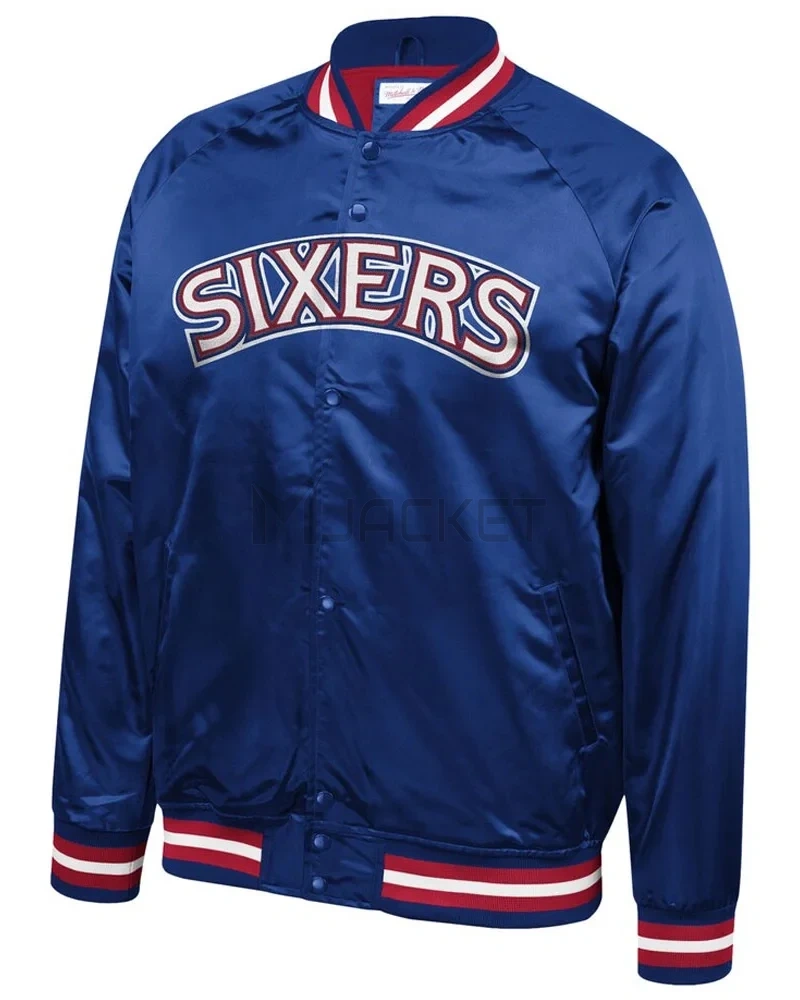 Philadelphia 76ers Sixers Satin Full-Snap Jacket - image 1