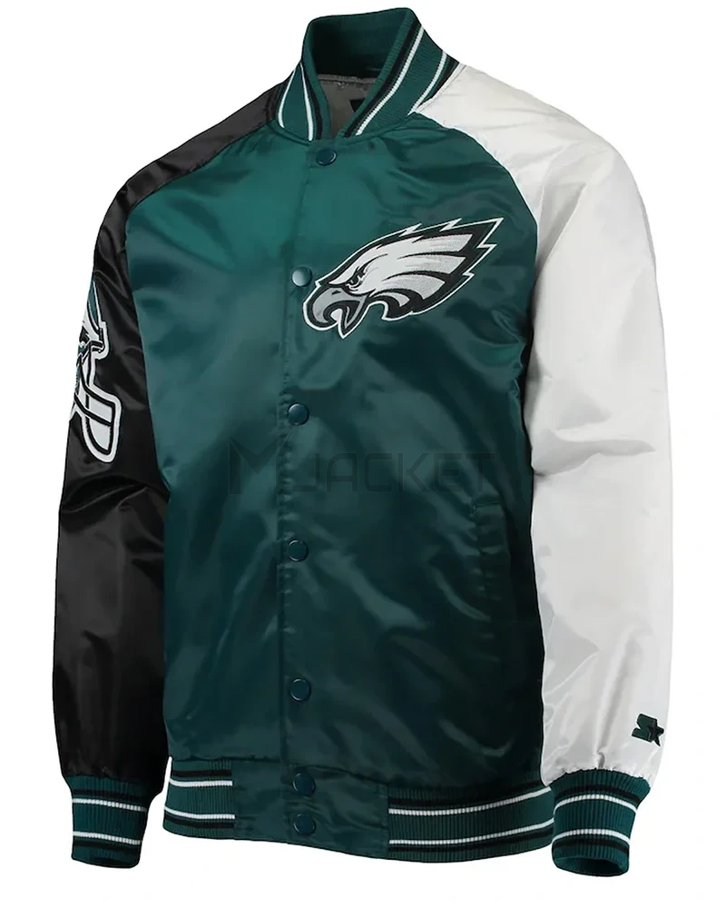 Philadelphia Eagles Green The Reliever Satin Jacket - image 1