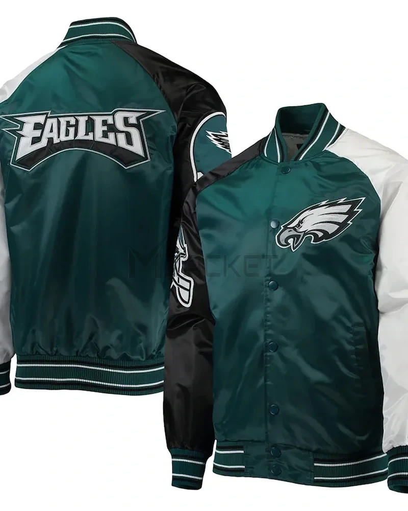 Philadelphia Eagles Green The Reliever Satin Jacket - image 3