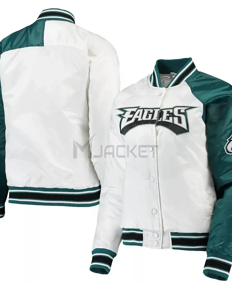 Philadelphia Eagles Hometown White/Midnight Green Satin Jacket - image 3