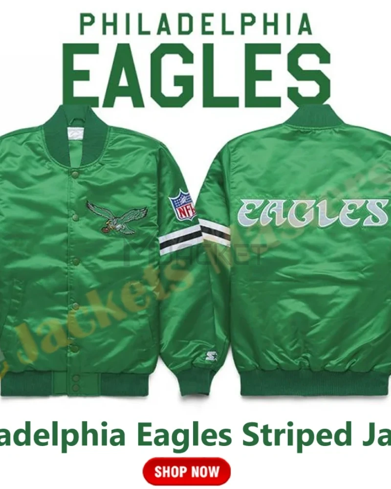 Philadelphia Eagles Striped Satin Jacket - image 7