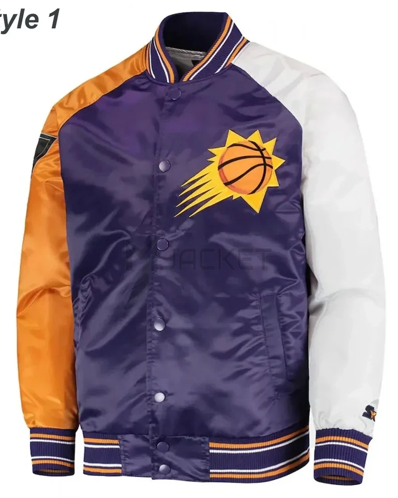 Phoenix Suns Reliever Purple and Orange Satin Jacket - image 1