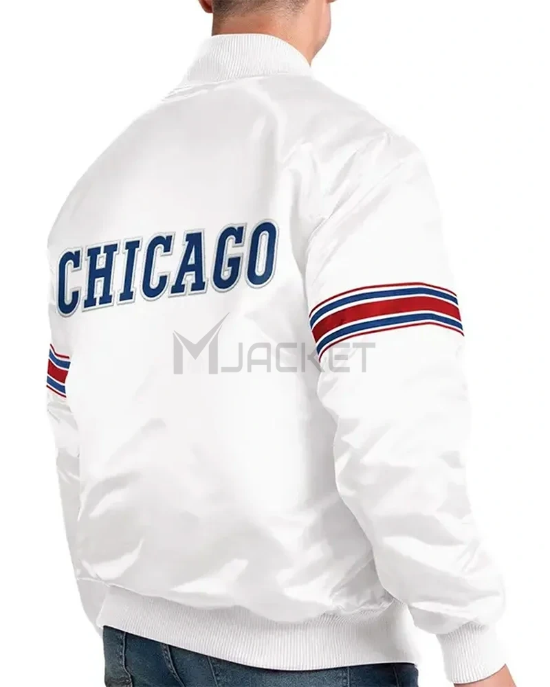 Power Forward Chicago Cubs Varsity White Satin Jacket - image 2