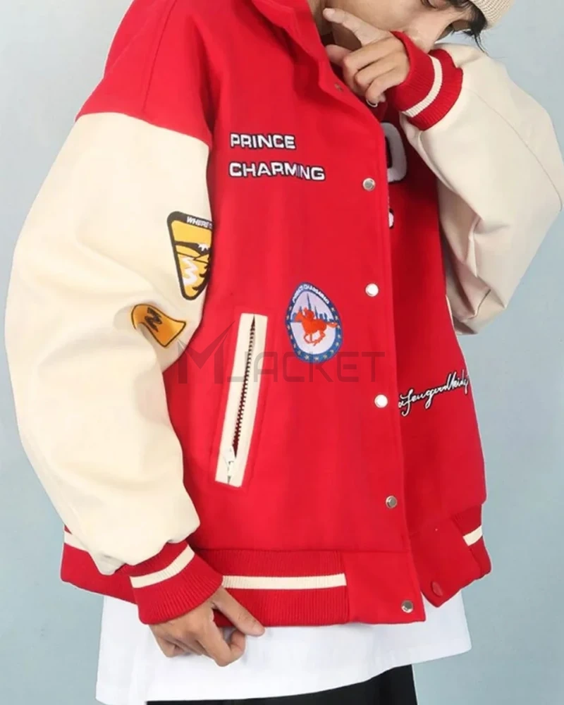 Prince Charming A Few Good Kids Classic Varsity White/Red Jacket - image 5