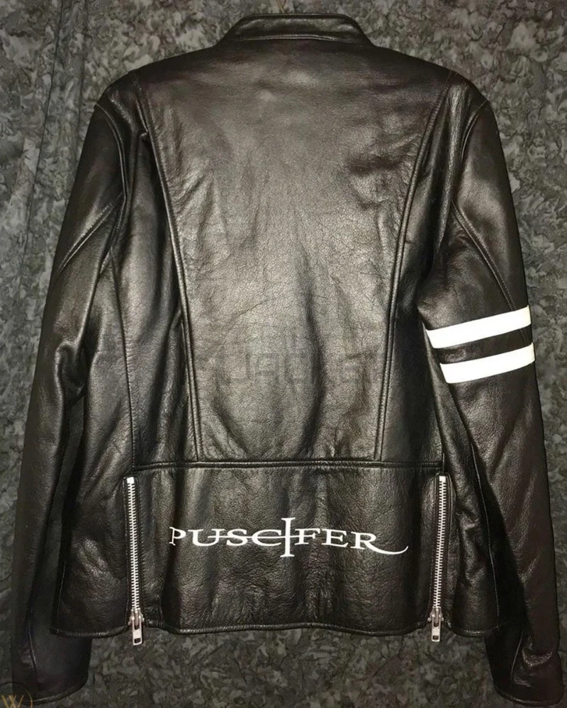 Puscifer Maynard James Keenan Striped Leather Jacket - image 3
