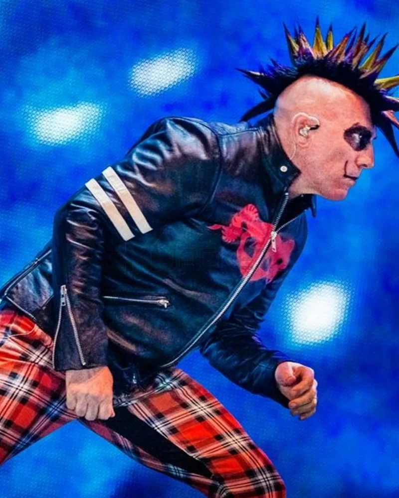 Puscifer Maynard James Keenan Striped Leather Jacket - image 9