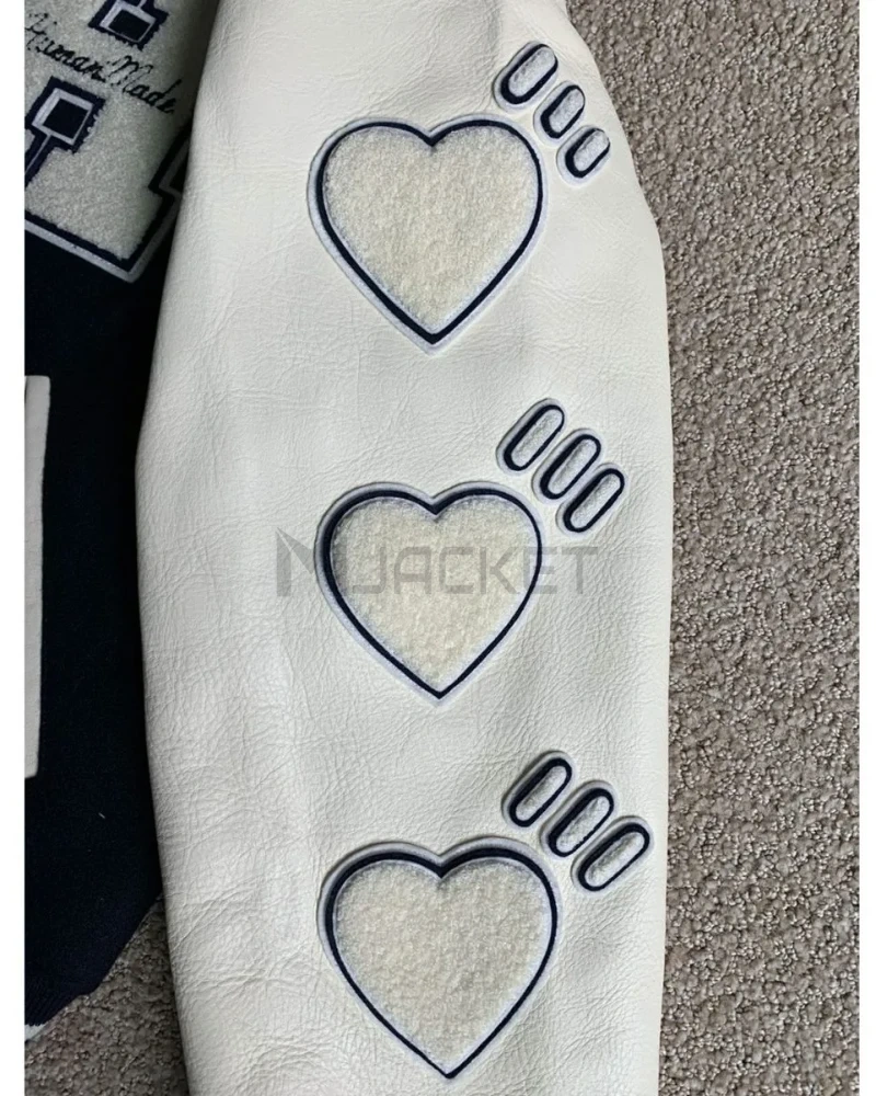 Race Human Made Letterman Black and White Jacket - image 12