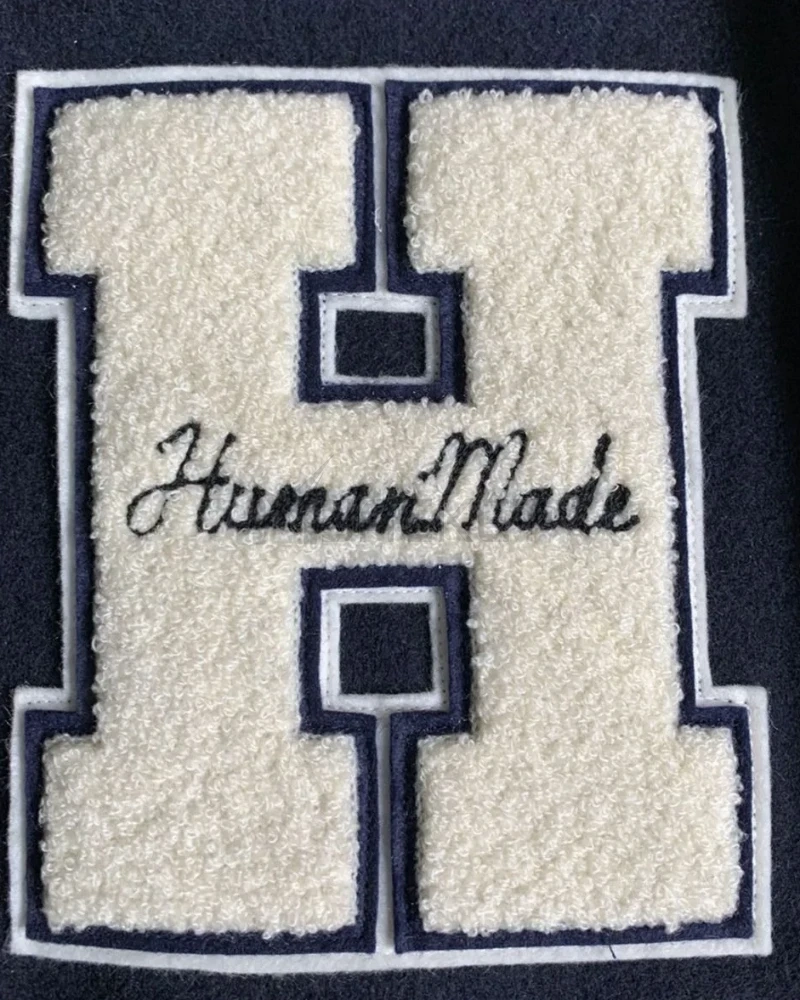 Race Human Made Letterman Black and White Jacket - image 13
