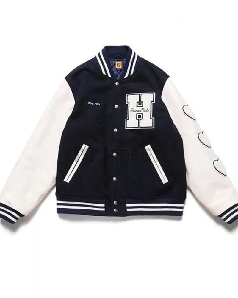 Race Human Made Letterman Black and White Jacket - image 3