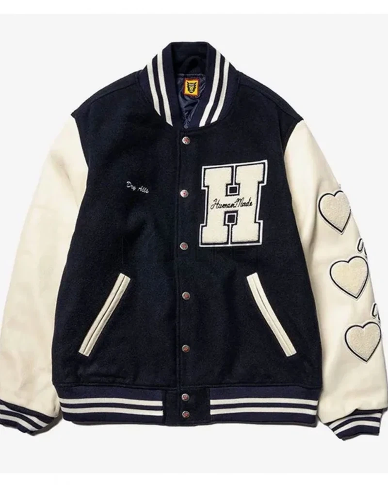 Race Human Made Letterman Black and White Jacket - image 5